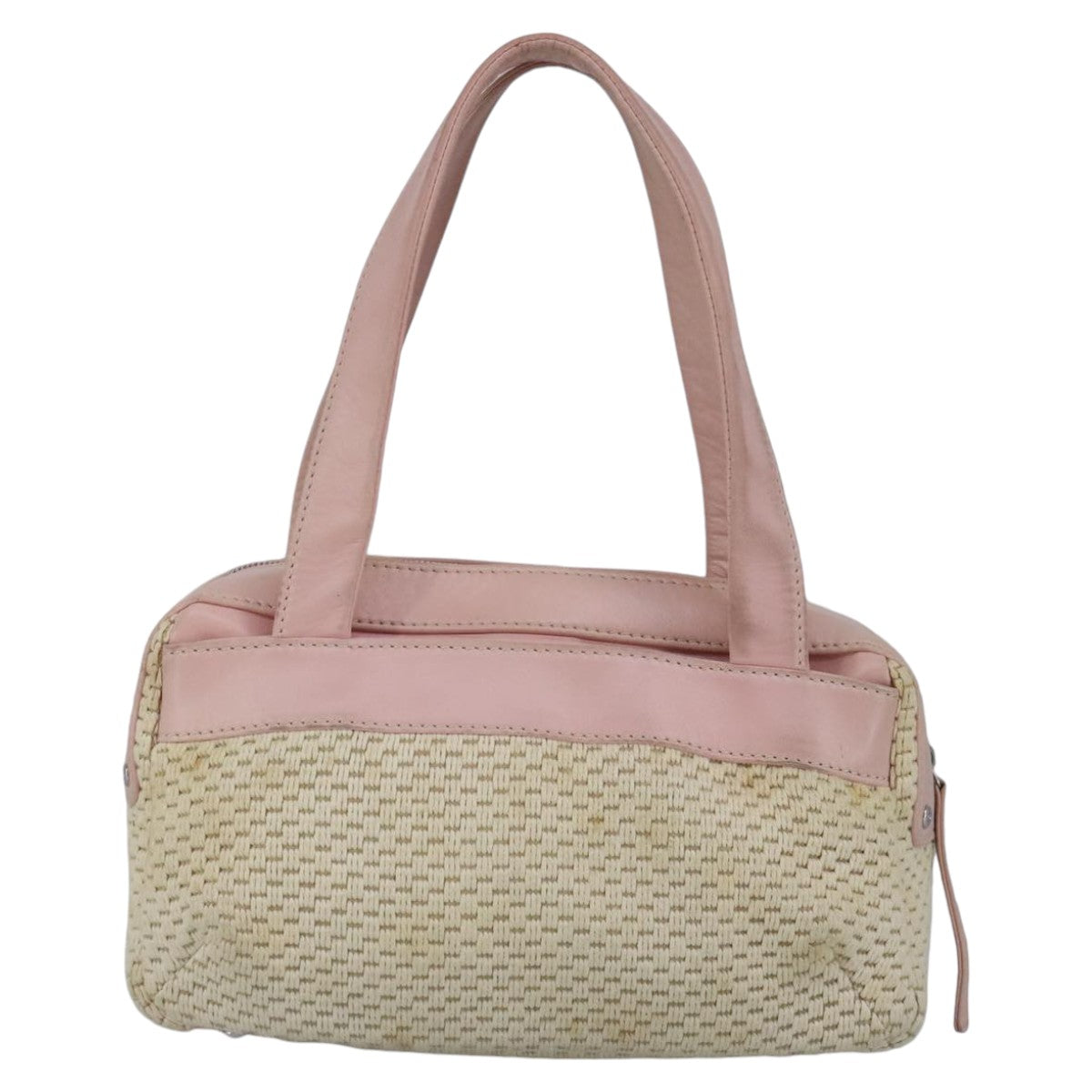 CHANEL Hand Bag Canvas Leather Pink Silver CC bs19432