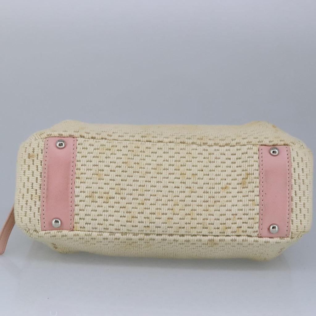 CHANEL Hand Bag Canvas Leather Pink Silver CC bs19432