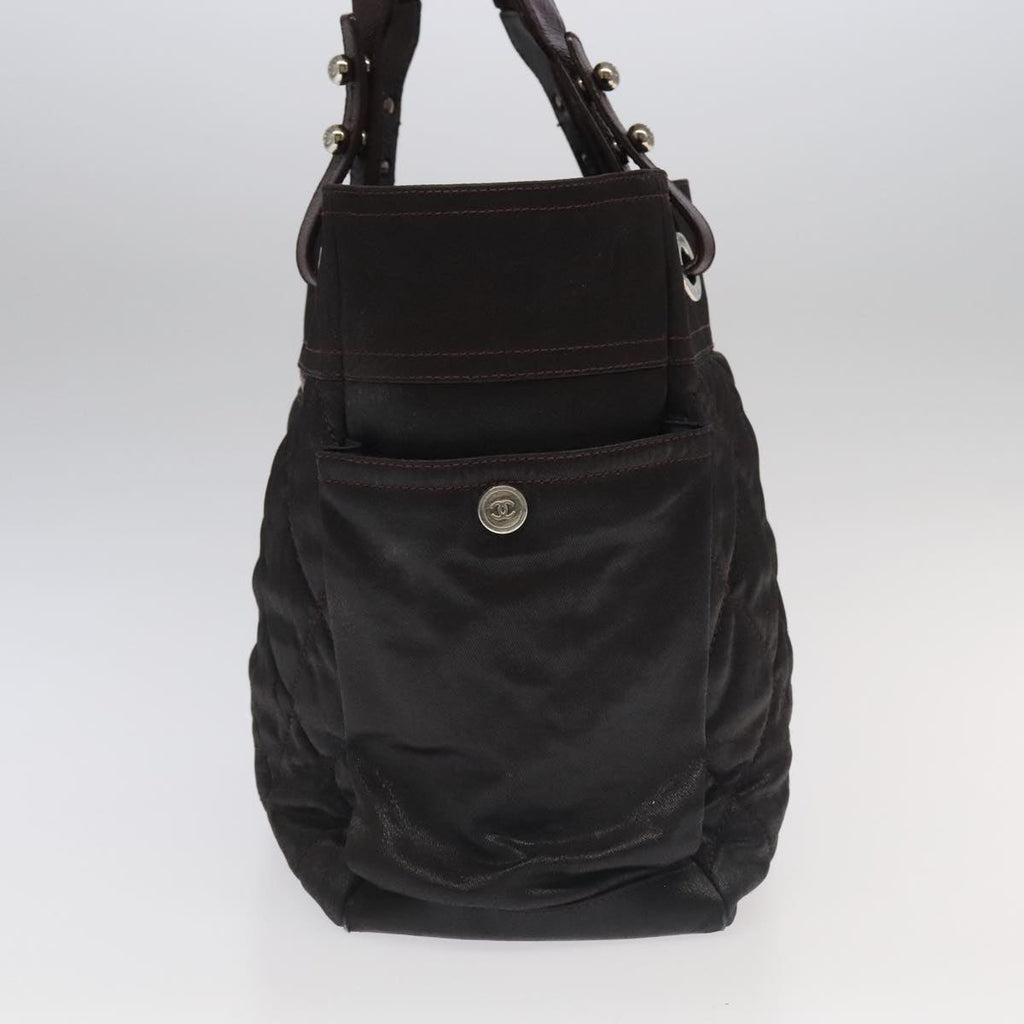 CHANEL Paris Biarritz Tote Bag Coated Canvas Brown Silver CC bs19435