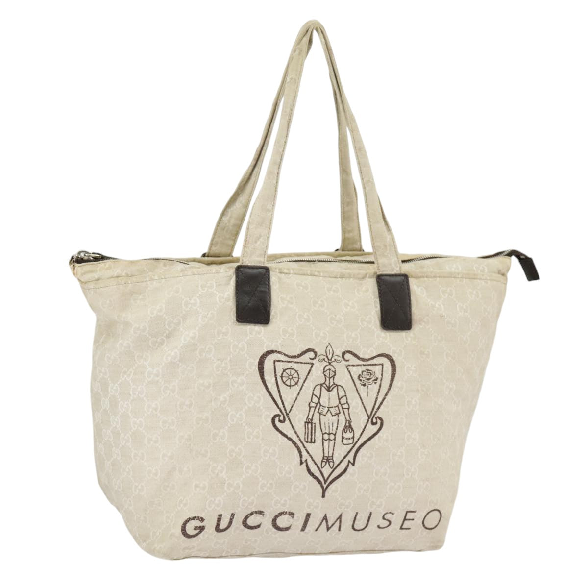 GUCCI GG Canvas Tote Bag Beige Silver 283416 bs19440