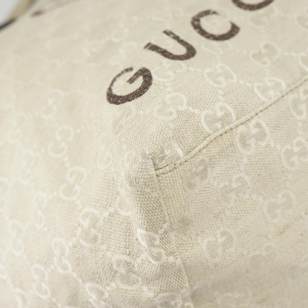 GUCCI GG Canvas Tote Bag Beige Silver 283416 bs19440