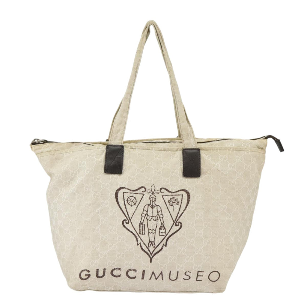 GUCCI GG Canvas Tote Bag Beige Silver 283416 bs19440