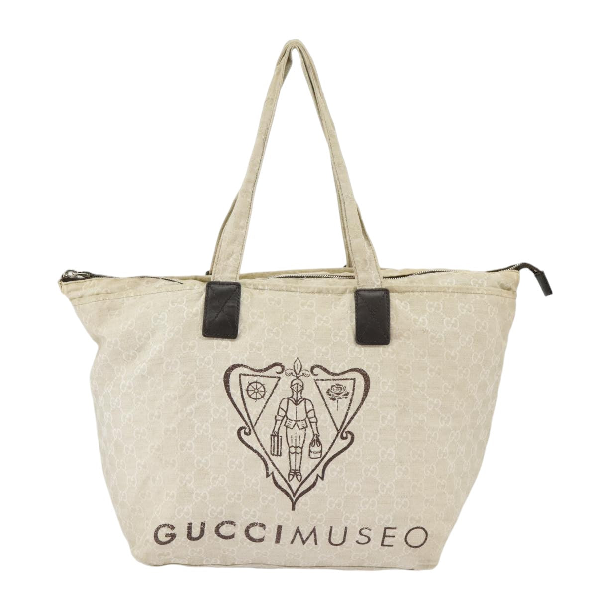 GUCCI GG Canvas Tote Bag Beige Silver 283416 bs19440