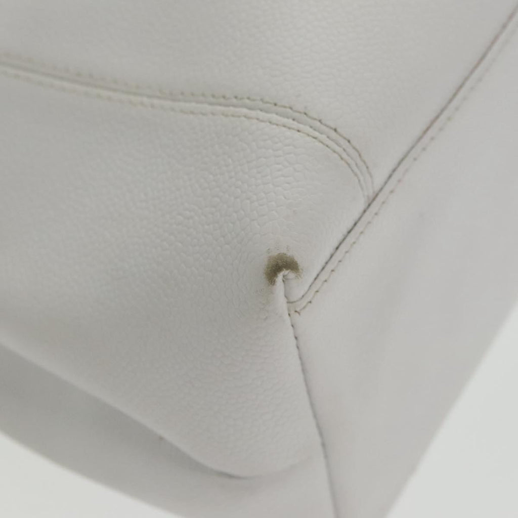 CHANEL Shoulder Bag Caviar Skin White Gold CC bs19456