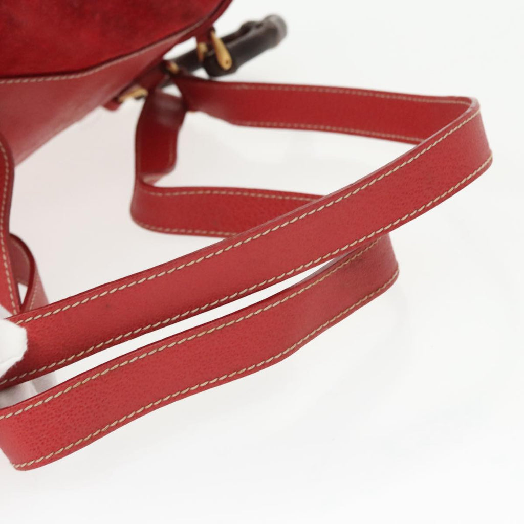 GUCCI Bamboo Backpack Suede Red Gold 003 58 0030 bs19461