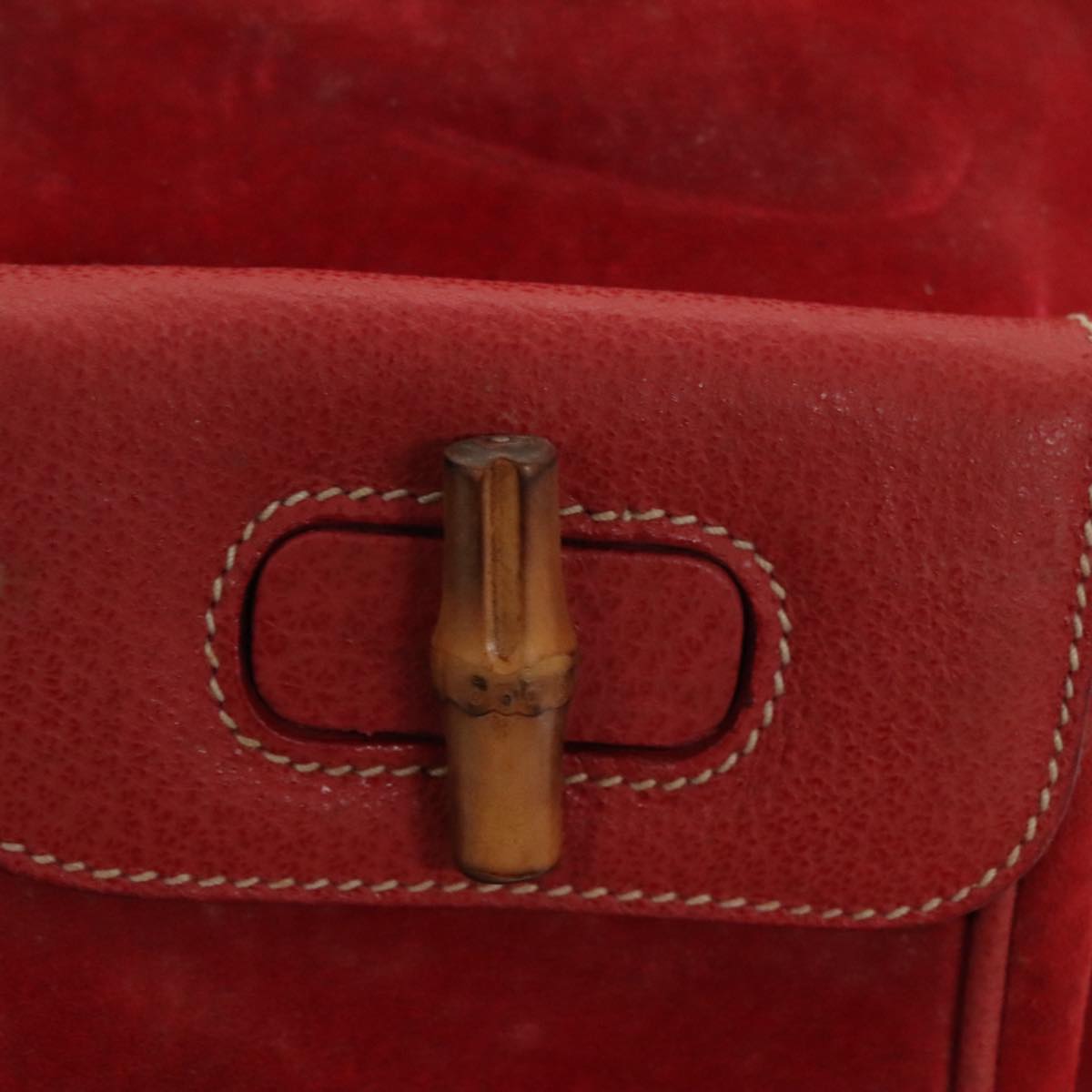 GUCCI Bamboo Backpack Suede Red Gold 003 58 0030 bs19461