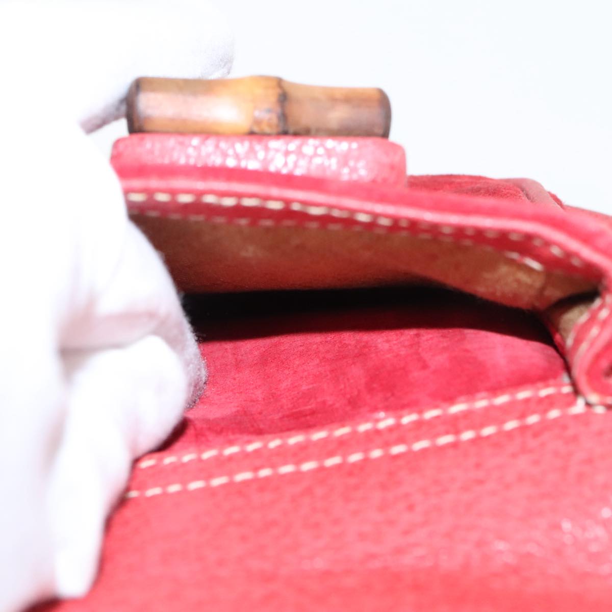 GUCCI Bamboo Backpack Suede Red Gold 003 58 0030 bs19461