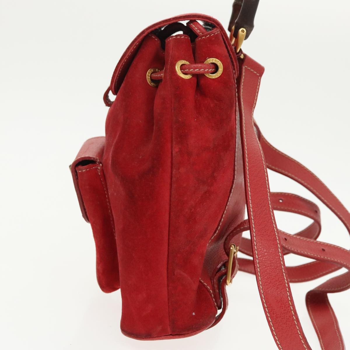 GUCCI Bamboo Backpack Suede Red Gold 003 58 0030 bs19461