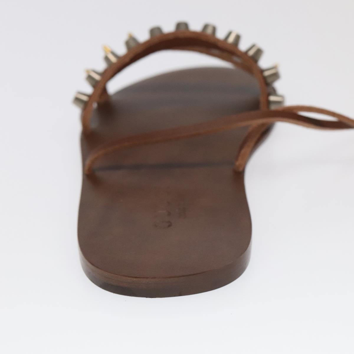 GUCCI Sandals Wood Metal 6 1/2 Brown Gold Silver 563515 bs19479