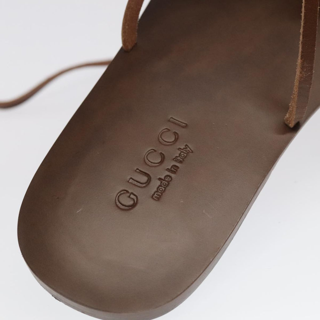 GUCCI Sandals Wood Metal 6 1/2 Brown Gold Silver 563515 bs19479
