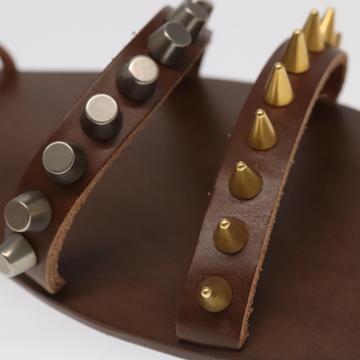 GUCCI Sandals Wood Metal 6 1/2 Brown Gold Silver 563515 bs19479