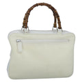 GUCCI Bamboo Hand Bag Nylon Leather White Silver 000 2040 0538 bs19480