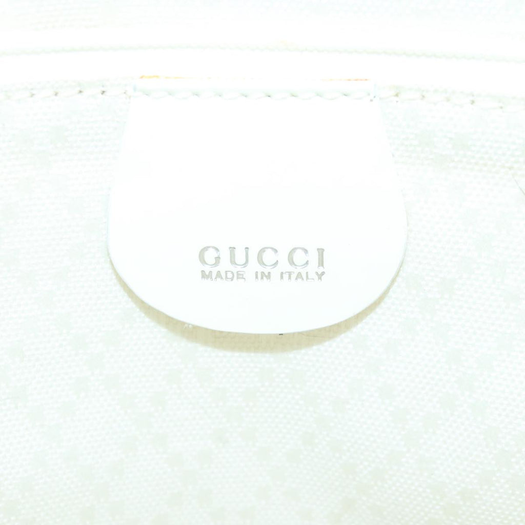 GUCCI Bamboo Hand Bag Nylon Leather White Silver 000 2040 0538 bs19480