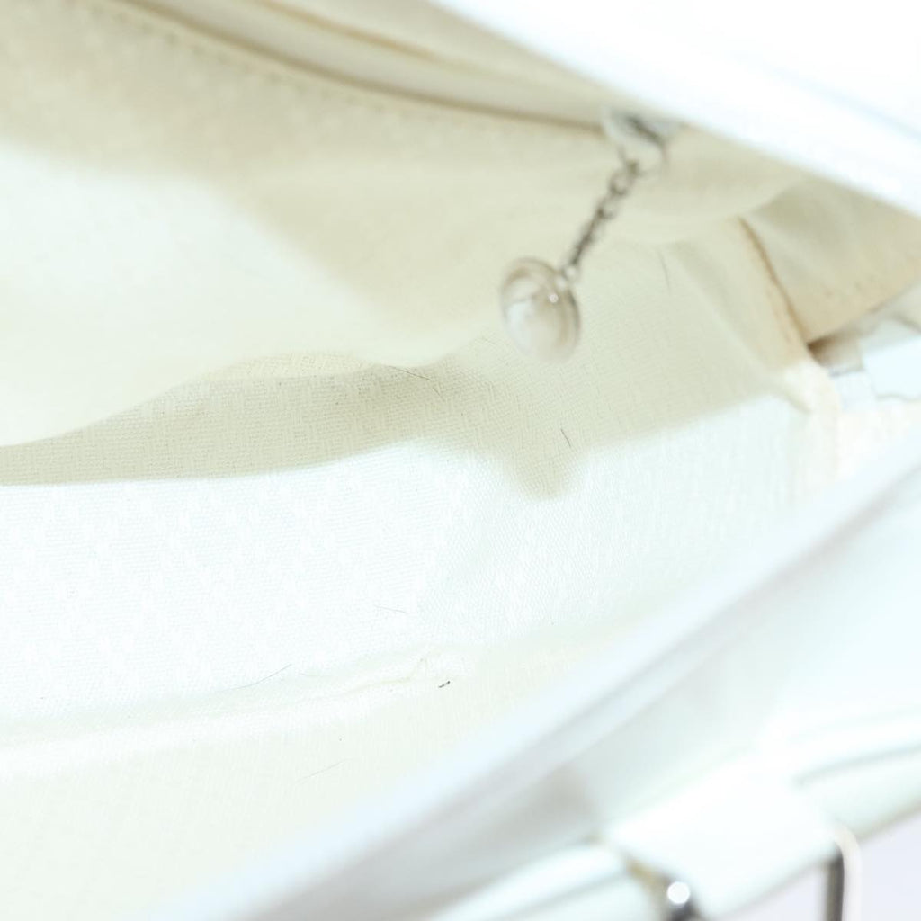 GUCCI Bamboo Hand Bag Nylon Leather White Silver 000 2040 0538 bs19480