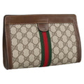 GUCCI GG Supreme Web Sherry Line Clutch Bag PVC Beige 67 014 2125 bs19481