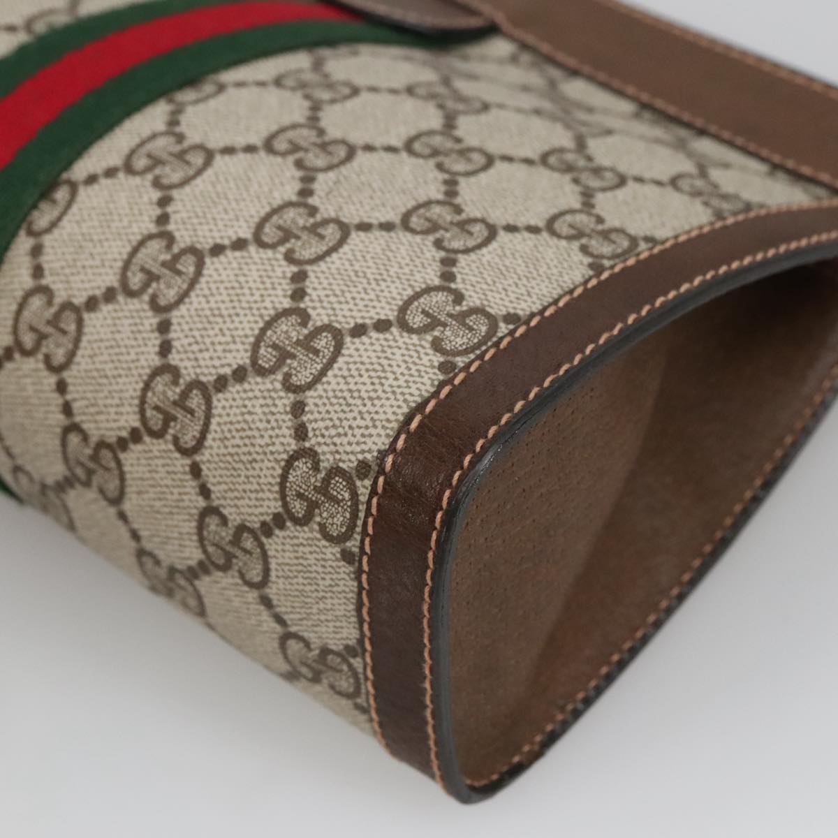 GUCCI GG Supreme Web Sherry Line Clutch Bag PVC Beige 67 014 2125 bs19481