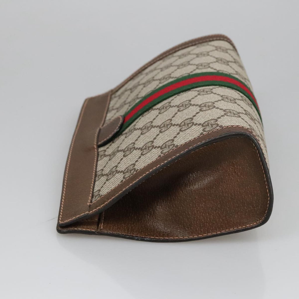 GUCCI GG Supreme Web Sherry Line Clutch Bag PVC Beige 67 014 2125 bs19481