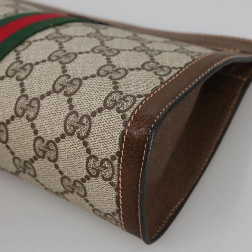 GUCCI GG Supreme Web Sherry Line Clutch Bag PVC Beige 67 014 2125 bs19481