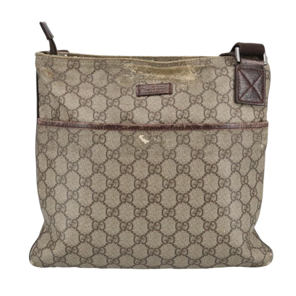 GUCCI GG Supreme Shoulder Bag PVC Beige 141626 bs19483
