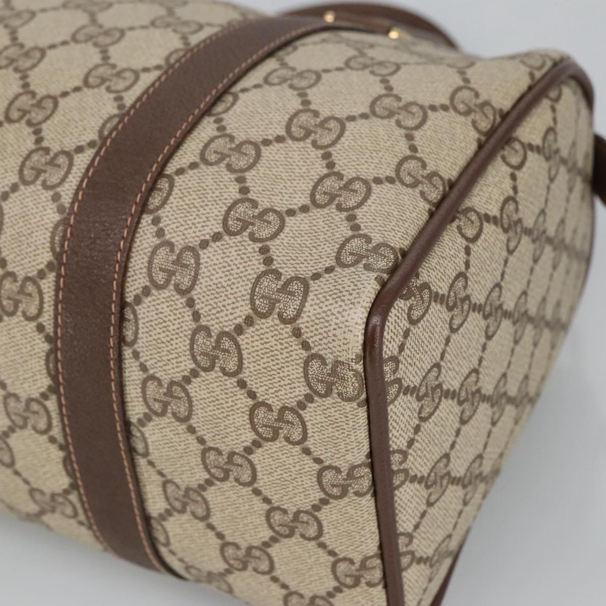 GUCCI GG Supreme Web Sherry Line Boston Bag PVC Beige 40 02 006 bs19577