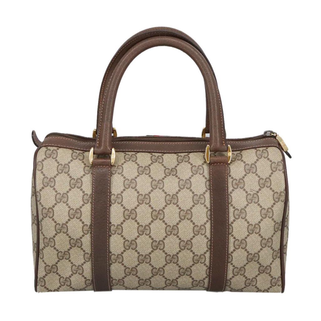 GUCCI GG Supreme Web Sherry Line Boston Bag PVC Beige 40 02 006 bs19577