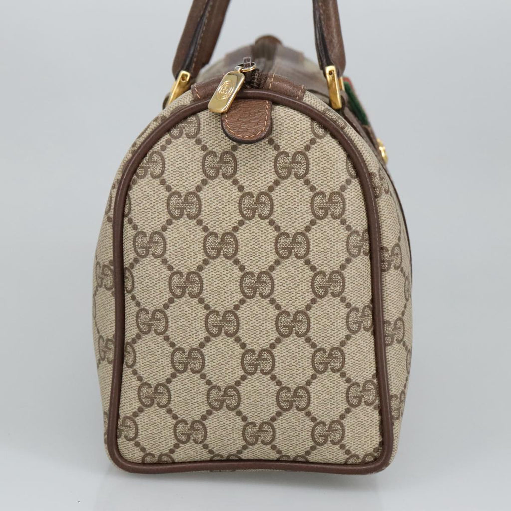 GUCCI GG Supreme Web Sherry Line Boston Bag PVC Beige 40 02 006 bs19577