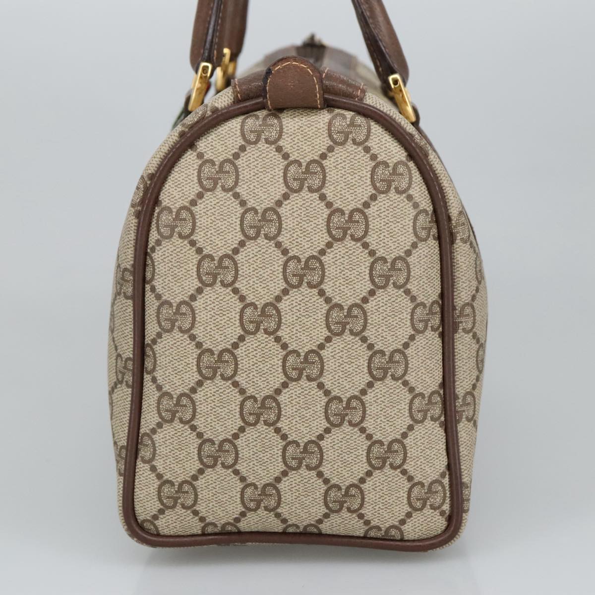 GUCCI GG Supreme Web Sherry Line Boston Bag PVC Beige 40 02 006 bs19577