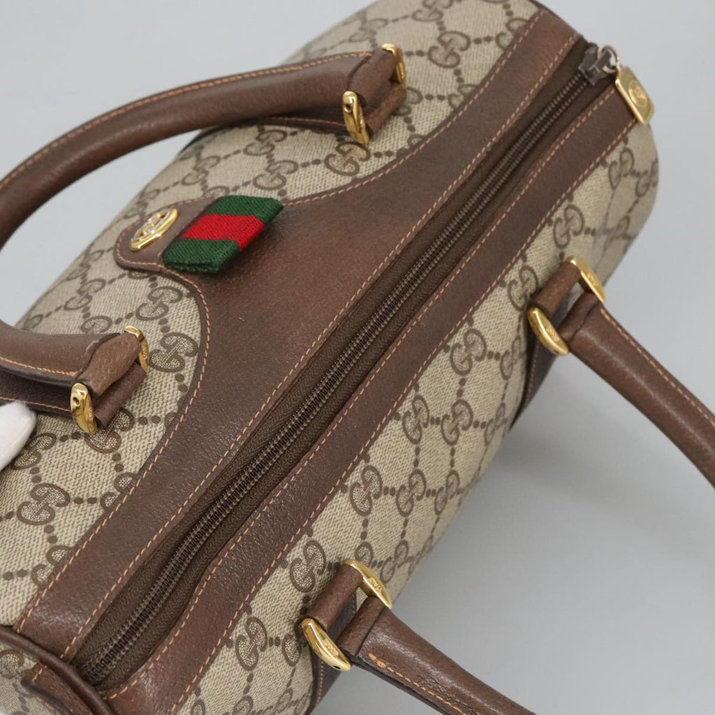 GUCCI GG Supreme Web Sherry Line Boston Bag PVC Beige 40 02 006 bs19577