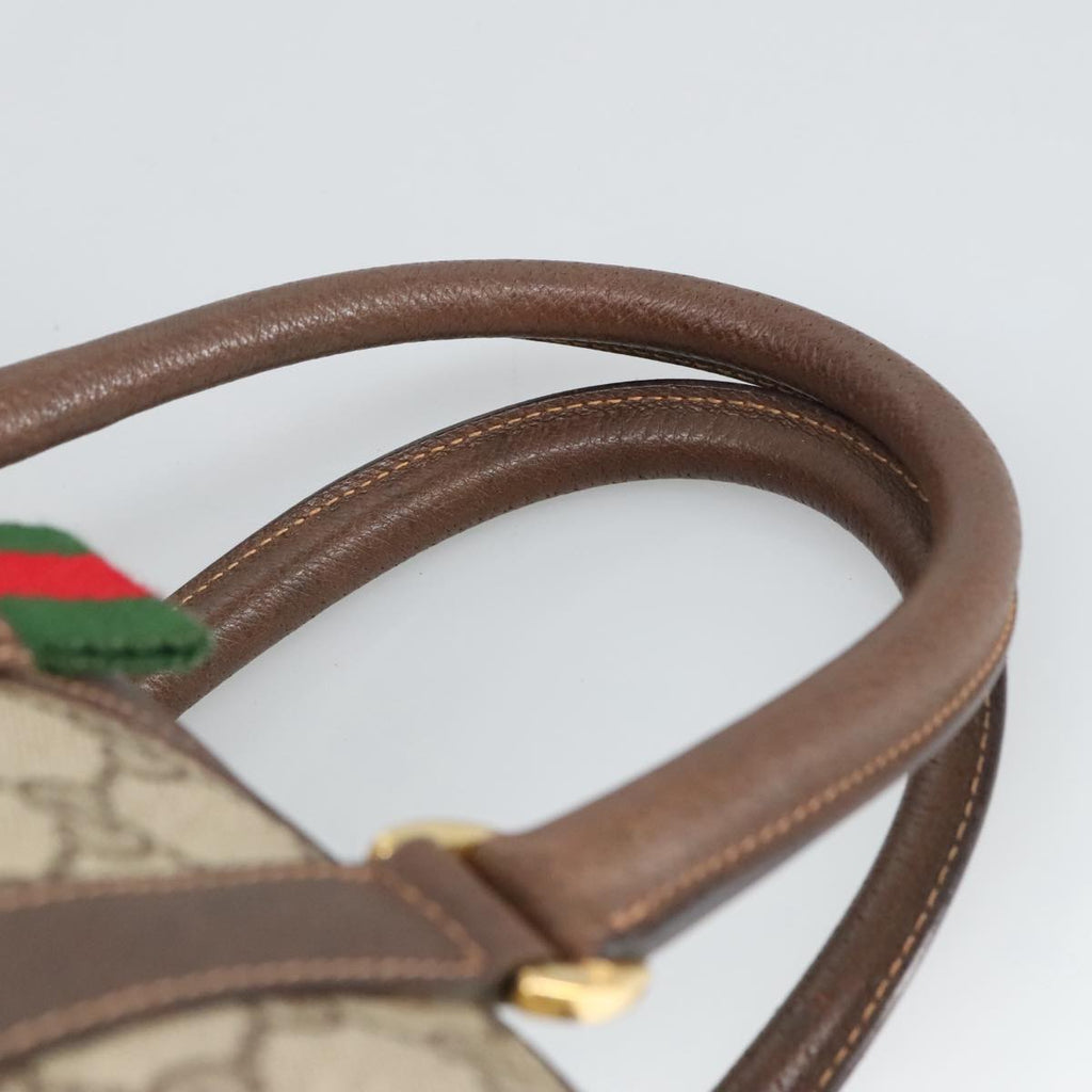 GUCCI GG Supreme Web Sherry Line Boston Bag PVC Beige 40 02 006 bs19577