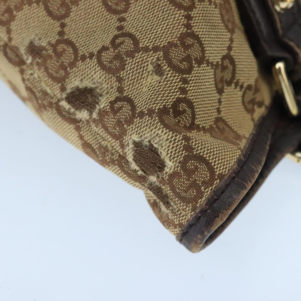 GUCCI GG Canvas Web Sherry Line Hand Bag Beige Gold Red 139261 bs19579