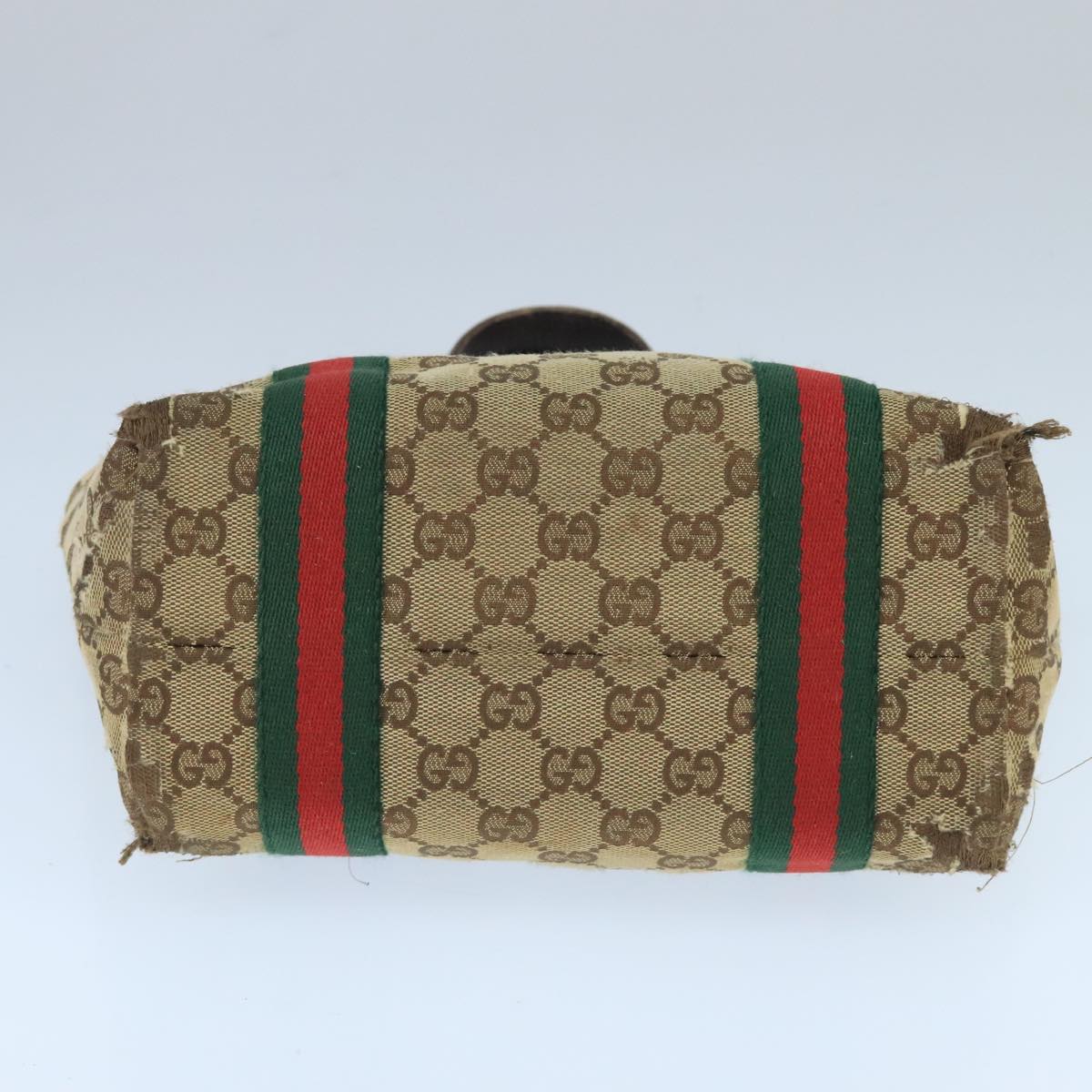 GUCCI GG Canvas Web Sherry Line Hand Bag Beige Gold Red 139261 bs19579