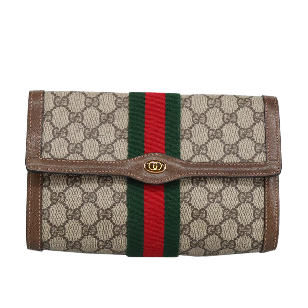 GUCCI GG Supreme Web Sherry Line Clutch Bag Beige 41 014 3087 25 bs19581