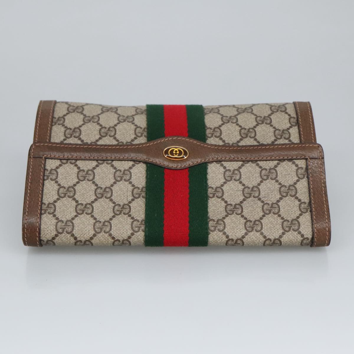 GUCCI GG Supreme Web Sherry Line Clutch Bag Beige 41 014 3087 25 bs19581