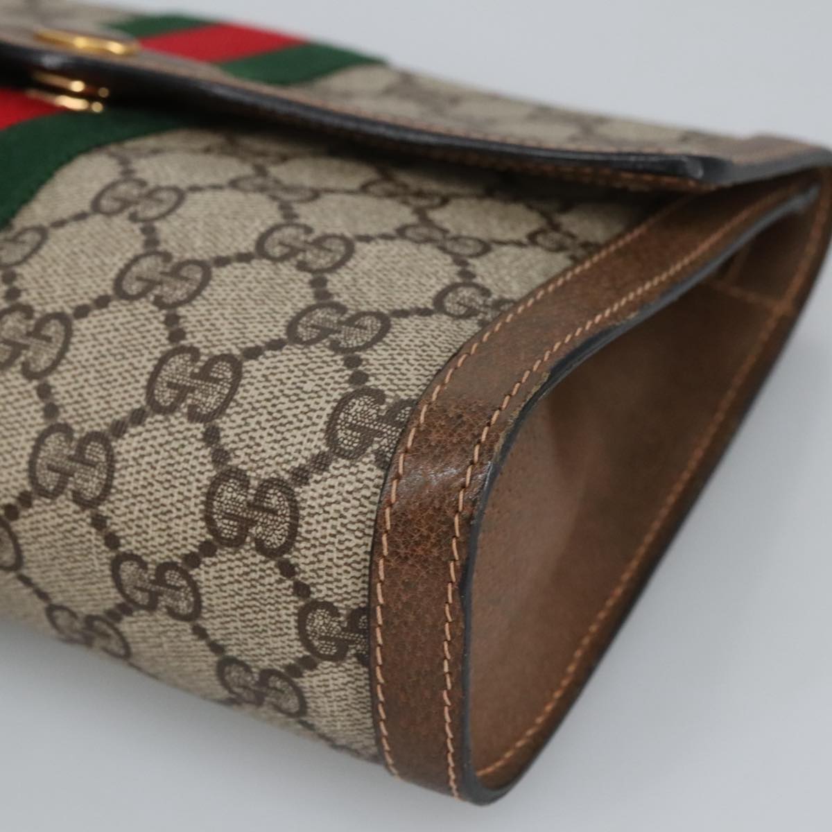 GUCCI GG Supreme Web Sherry Line Clutch Bag Beige 41 014 3087 25 bs19581
