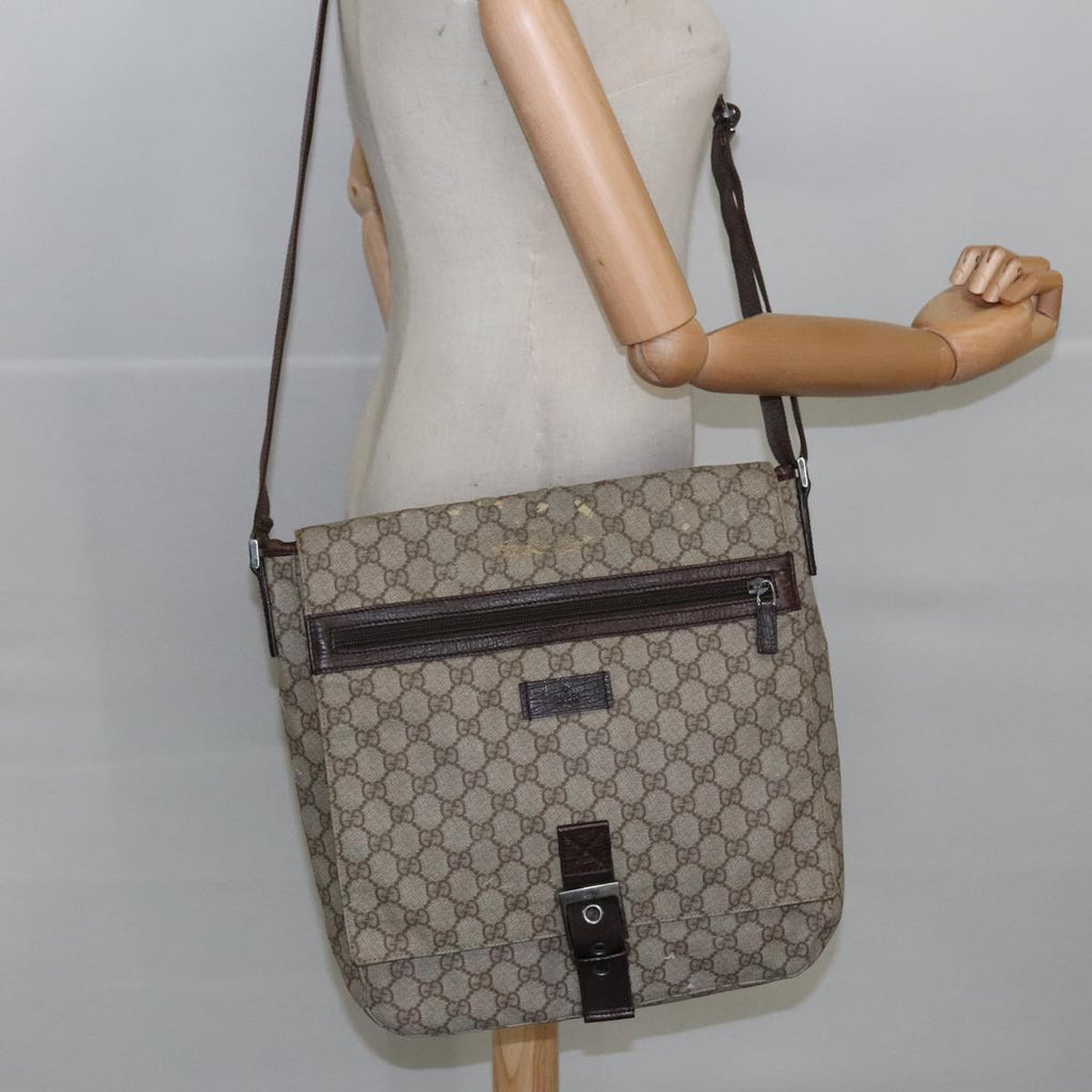 GUCCI GG Supreme Shoulder Bag PVC Beige 141626 bs19582