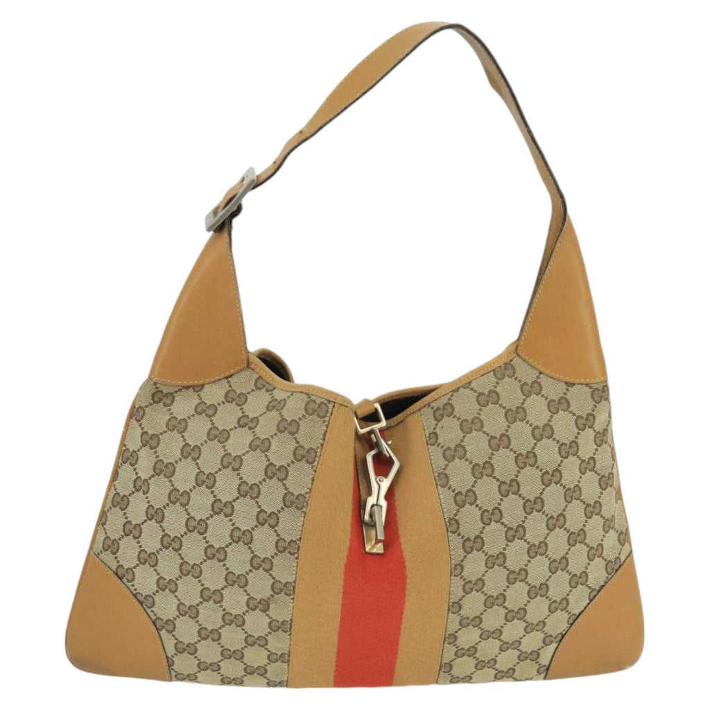 GUCCI GG Canvas Sherry Line Jackie Shoulder Bag Beige Red 001 4075 bs19585
