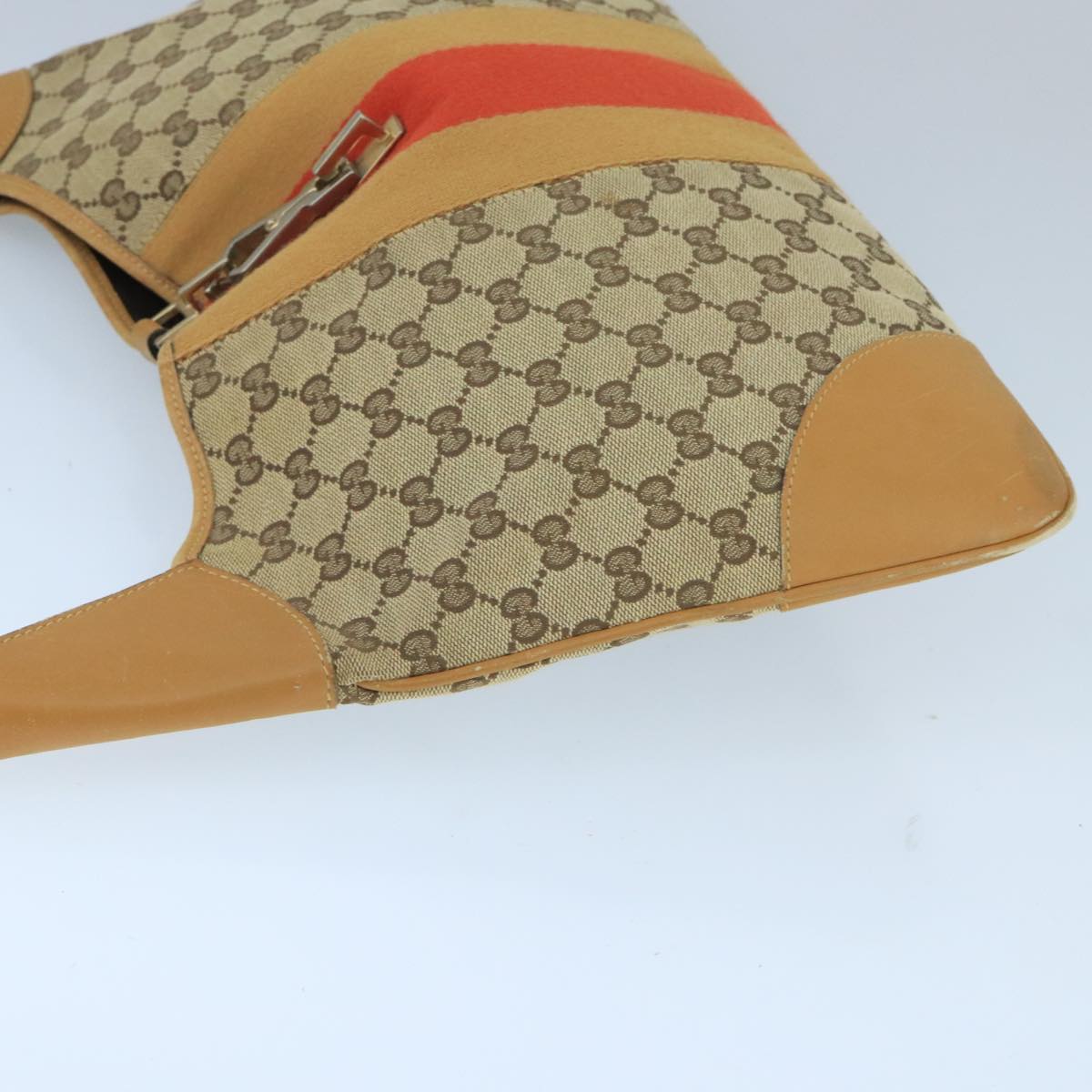GUCCI GG Canvas Sherry Line Jackie Shoulder Bag Beige Red 001 4075 bs19585