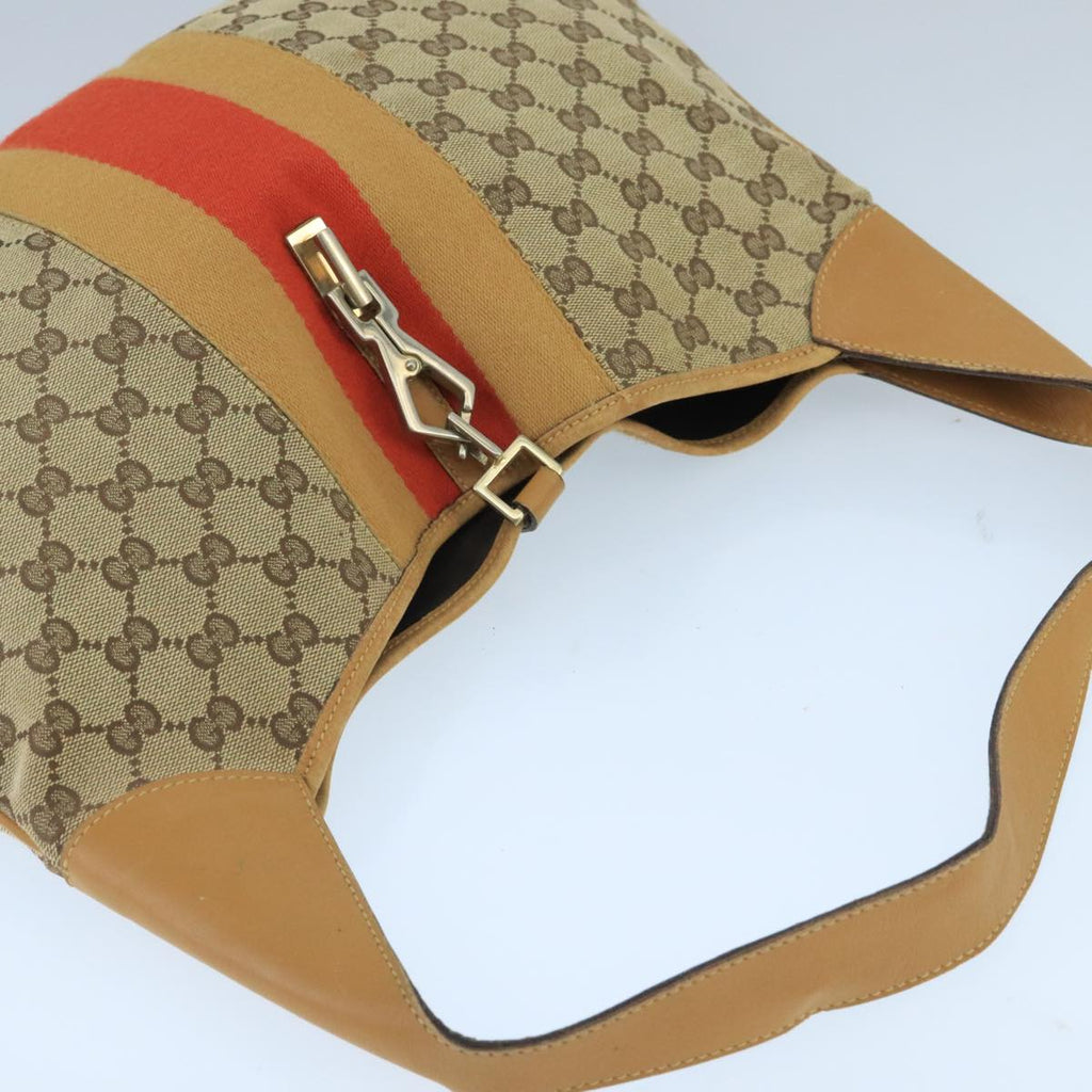 GUCCI GG Canvas Sherry Line Jackie Shoulder Bag Beige Red 001 4075 bs19585