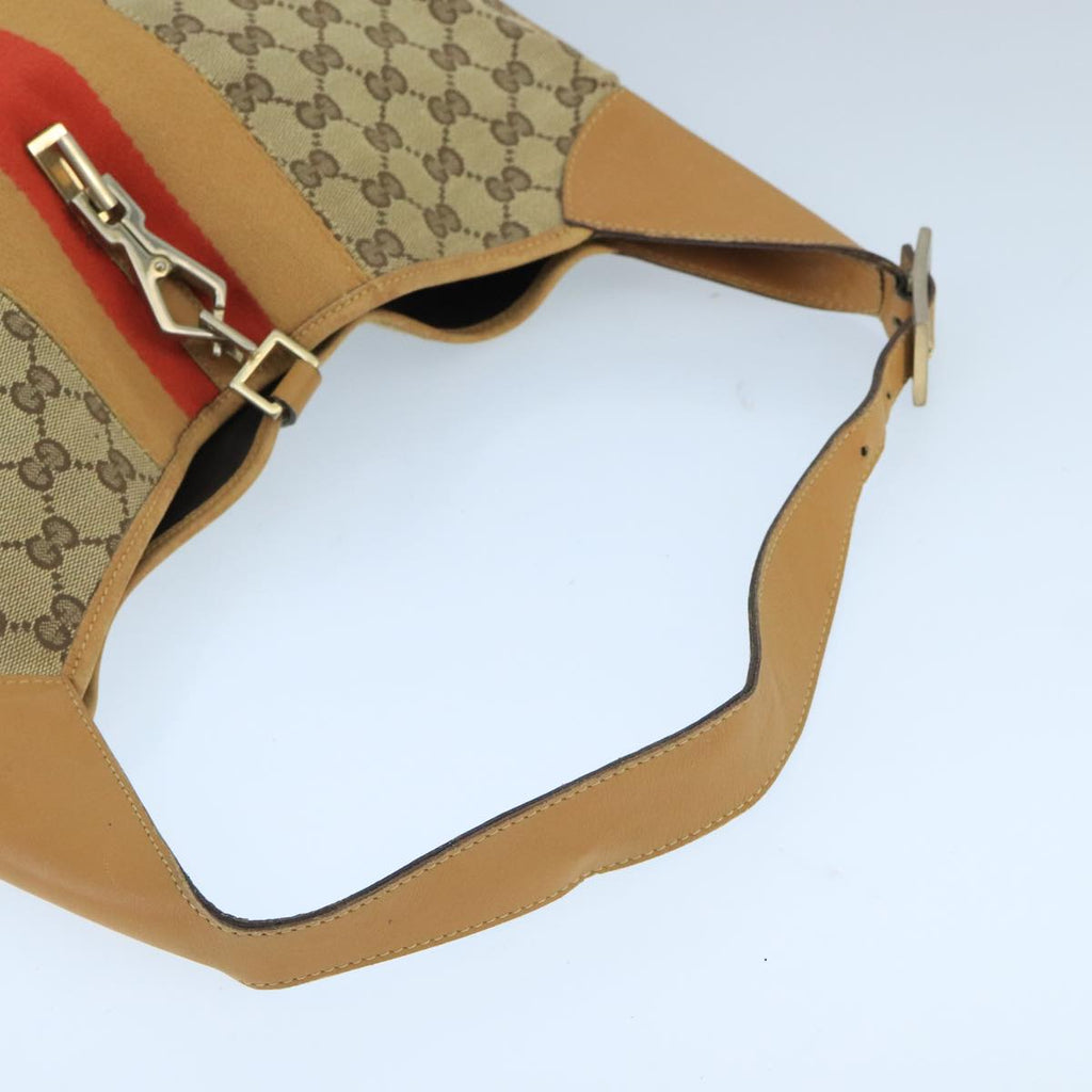 GUCCI GG Canvas Sherry Line Jackie Shoulder Bag Beige Red 001 4075 bs19585