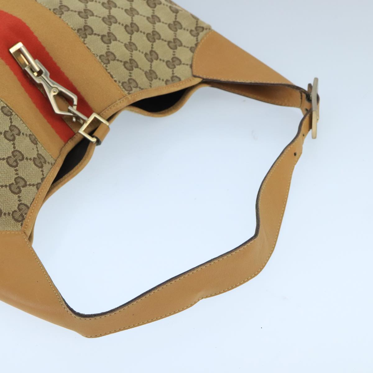 GUCCI GG Canvas Sherry Line Jackie Shoulder Bag Beige Red 001 4075 bs19585