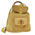 GUCCI Bamboo Backpack Suede Leather Yellow Gold 003 2058 0030 bs19589