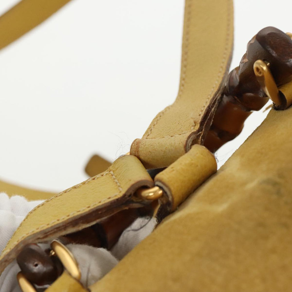 GUCCI Bamboo Backpack Suede Leather Yellow Gold 003 2058 0030 bs19589