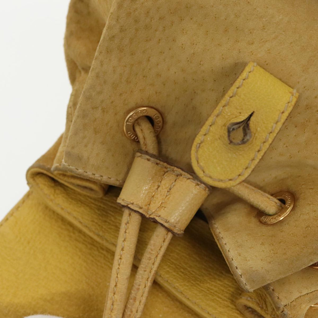 GUCCI Bamboo Backpack Suede Leather Yellow Gold 003 2058 0030 bs19589