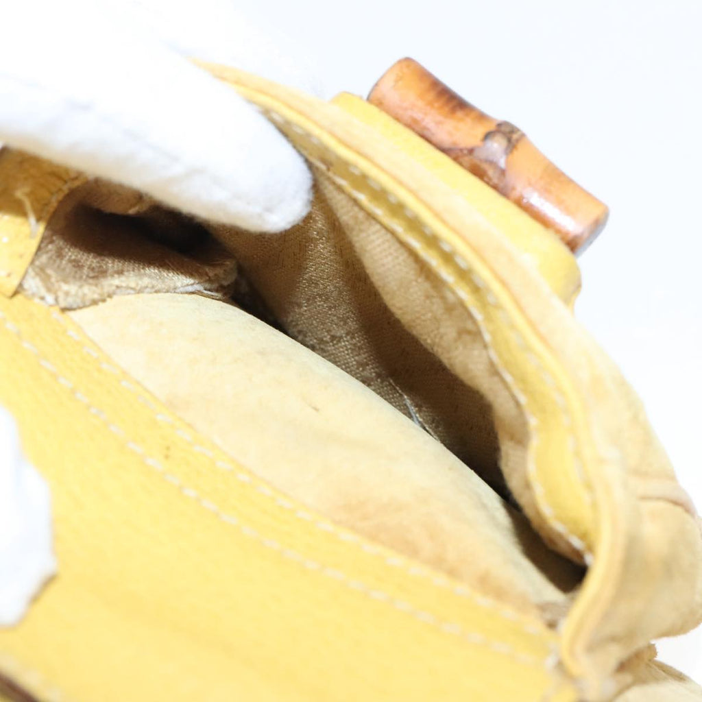GUCCI Bamboo Backpack Suede Leather Yellow Gold 003 2058 0030 bs19589