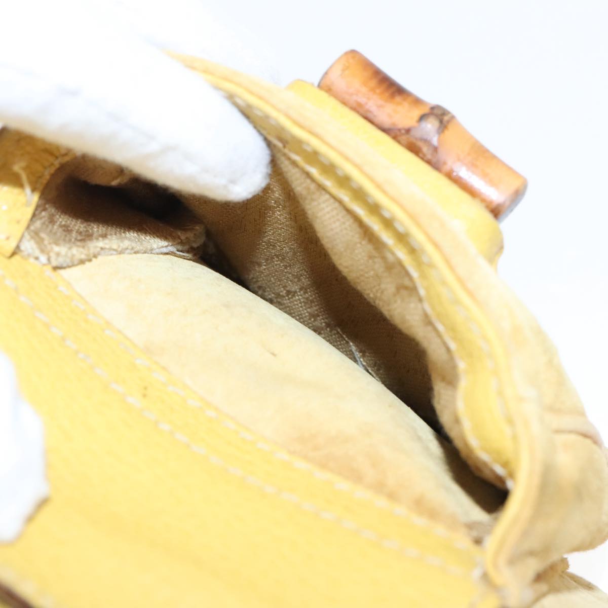 GUCCI Bamboo Backpack Suede Leather Yellow Gold 003 2058 0030 bs19589