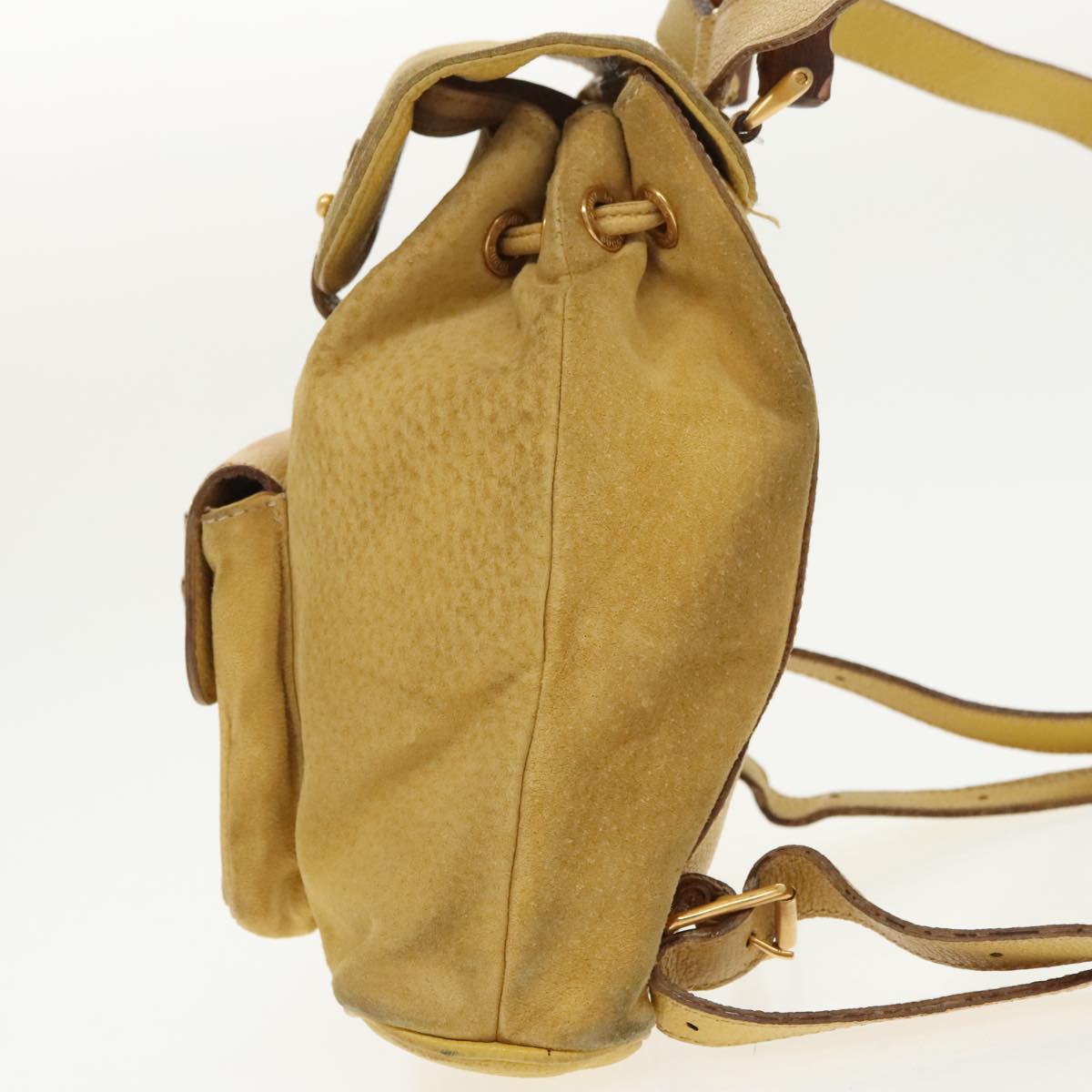 GUCCI Bamboo Backpack Suede Leather Yellow Gold 003 2058 0030 bs19589