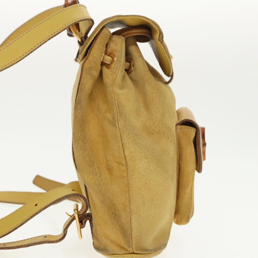 GUCCI Bamboo Backpack Suede Leather Yellow Gold 003 2058 0030 bs19589
