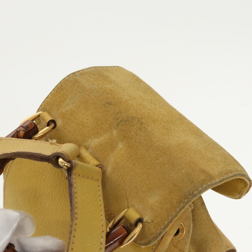 GUCCI Bamboo Backpack Suede Leather Yellow Gold 003 2058 0030 bs19589