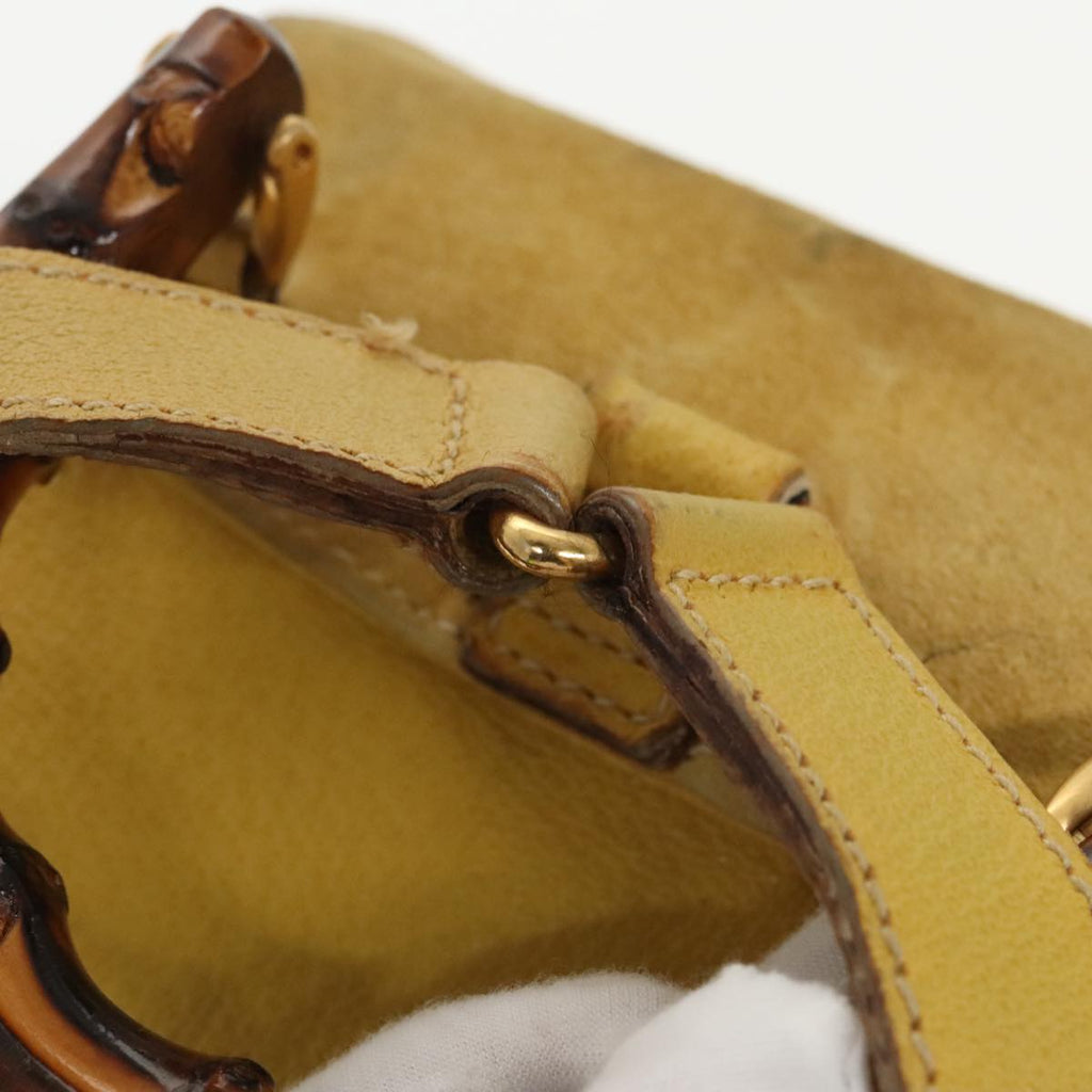 GUCCI Bamboo Backpack Suede Leather Yellow Gold 003 2058 0030 bs19589