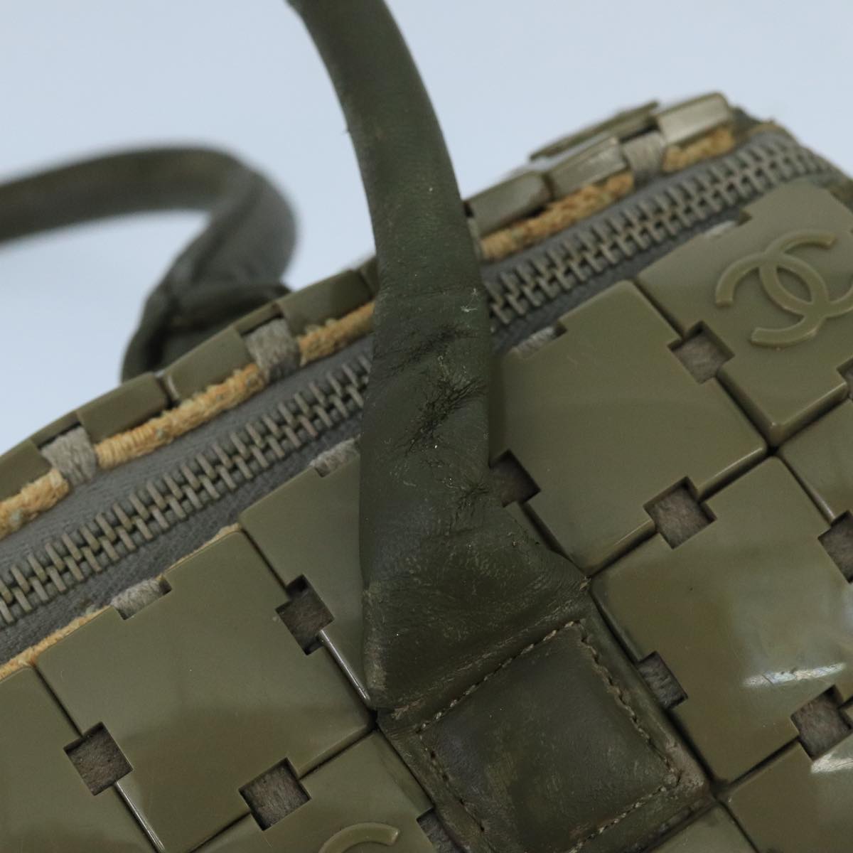 CHANEL Hand Bag plastic Khaki CC bs19614